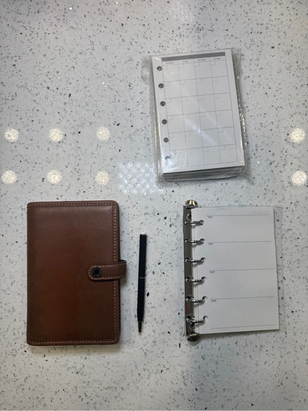 Coach mini snap agenda with working pen and bonus inserts
